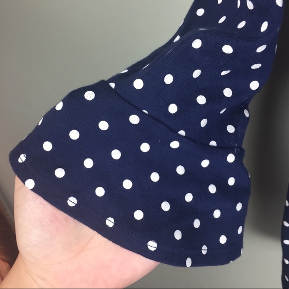 LRL Ralph Lauren Polka Dot Bell Sleeve Boatneck Navy Top Size Large - Picture 6 of 9